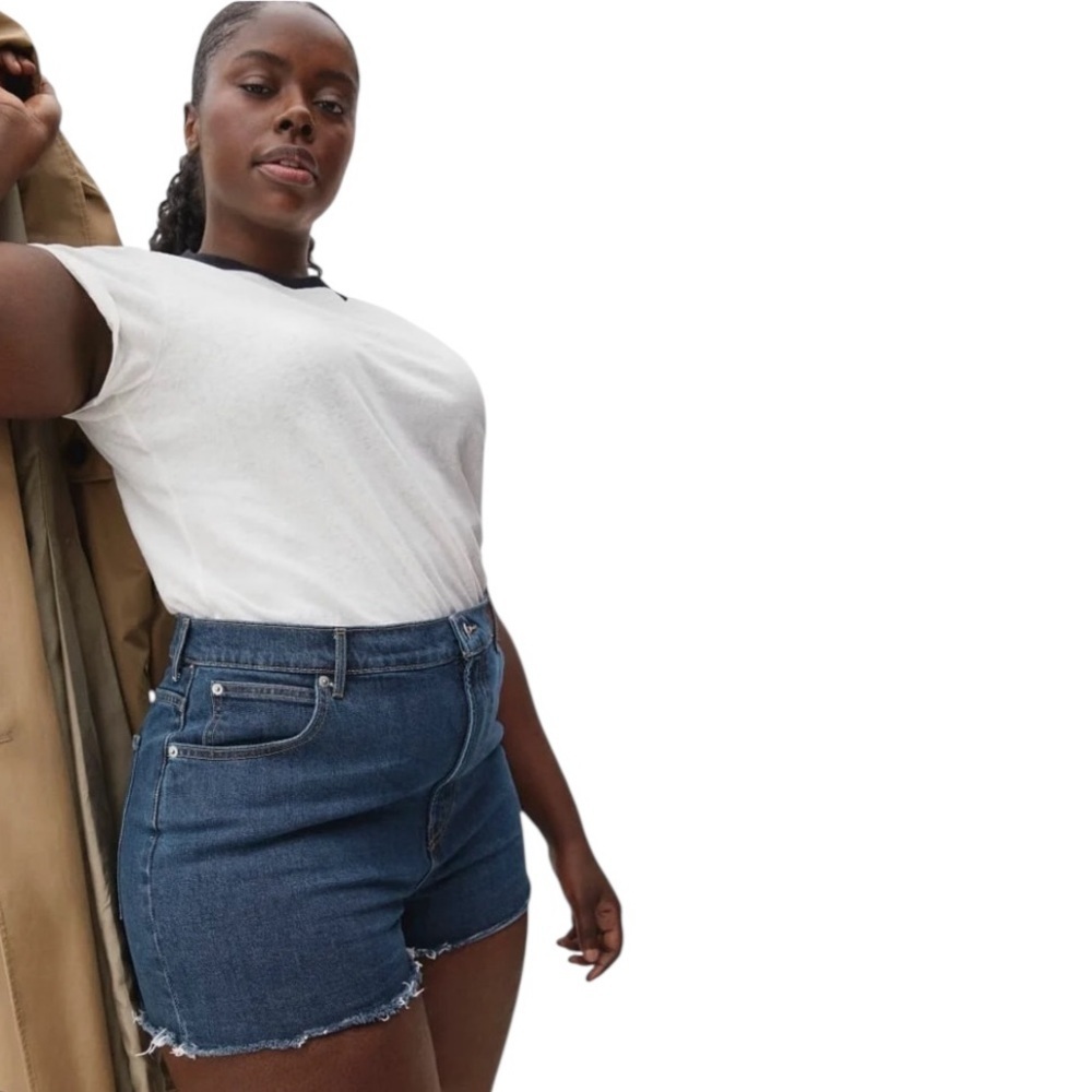 Everlane the way-high denim shorts cut off in dark wash